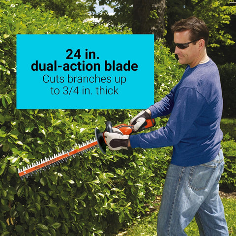 BLACK+DECKER 40V MAX* 24 in. cordless hedge trimmer with POWERDRIVE, Tool Only (LHT2436B)