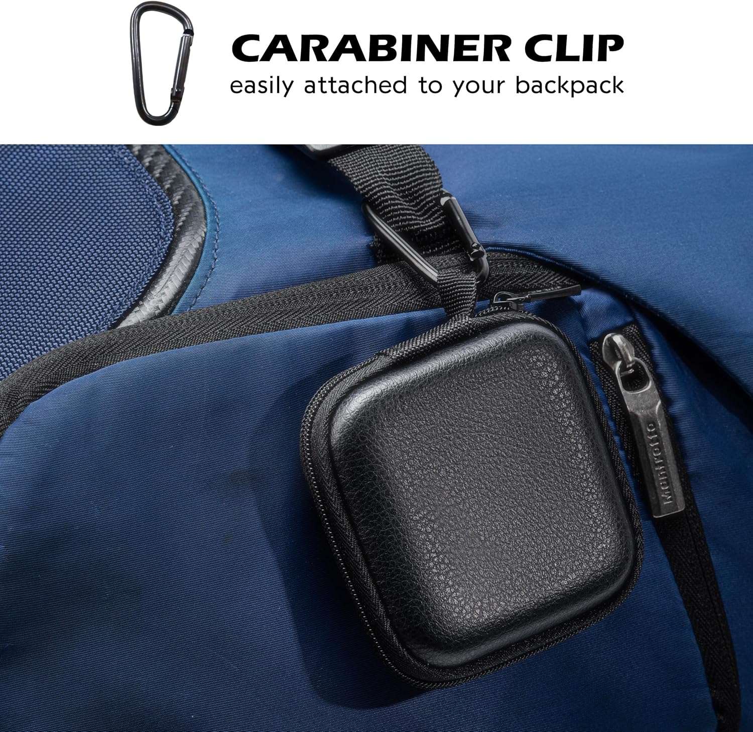 Ginsco Mini-Portable Hard Shell Square Earbuds Case for Apple EarPods/Samsung Galaxy Wired/Wireless Earbuds, Cell Phone Accessories Organizer with Carabiner for Earphones