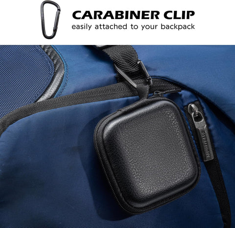 Ginsco Mini-Portable Hard Shell Square Earbuds Case for Apple EarPods/Samsung Galaxy Wired/Wireless Earbuds, Cell Phone Accessories Organizer with Carabiner for Earphones