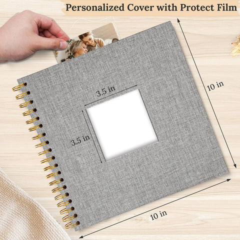 10"x10" Scrapbook Photo Album Linen Cover 20 Sheets 40 Pages White Paper