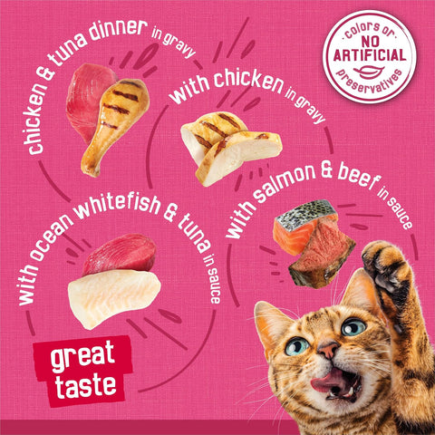 Purina Friskies Prime Filets Cat Food Variety Pack, 40 Pack 5.5 oz Cans