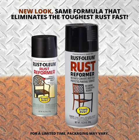 Rust-Oleum Stops Rust Reformer Spray, Instantly Converts Rust to a Protected Paintable Surface, No Bare Metal Sanding Required, Black, 10.25 oz