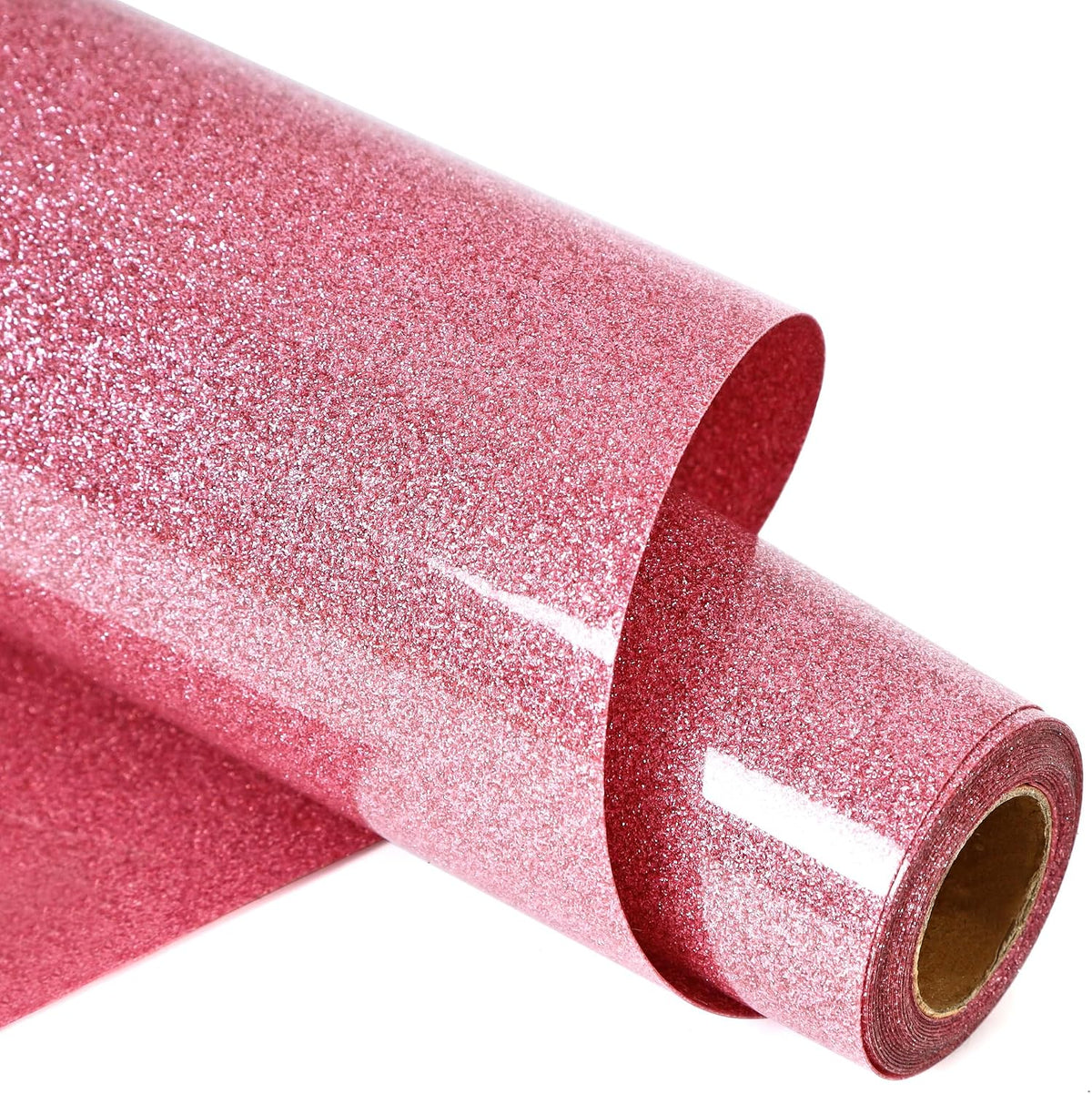 RENLITONG Pink Glitter Heat Transfer Vinyl HTV Vinyl Rolls- 12" x 12ft Iron on Vinyl for T-Shirt, Cameo - Easy to Cut & Weed for Heat Vinyl Design