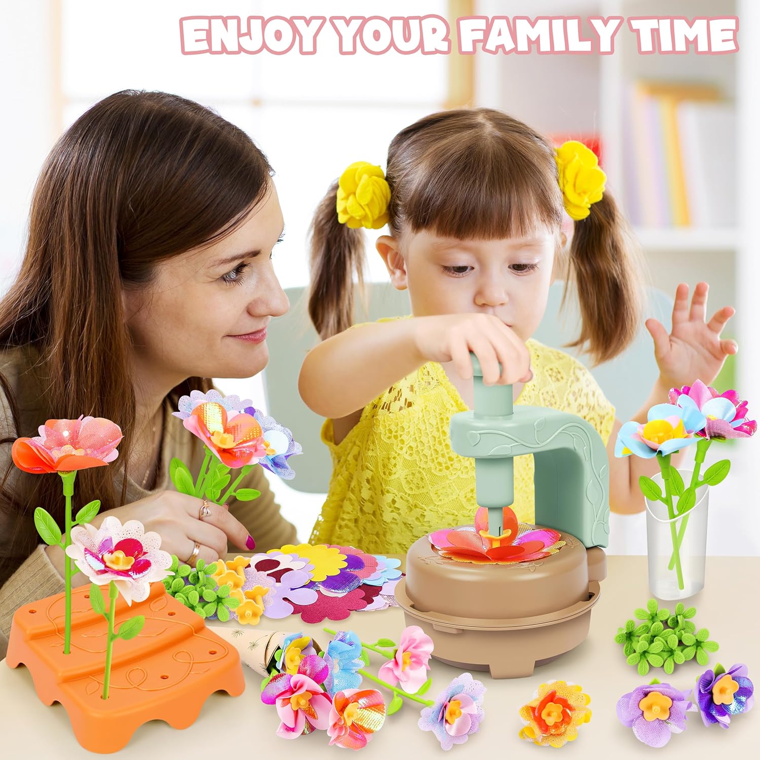DIY Fabric Flower Bouquet Craft Kit, Educational Toy Gift Girls Toddlers 4+