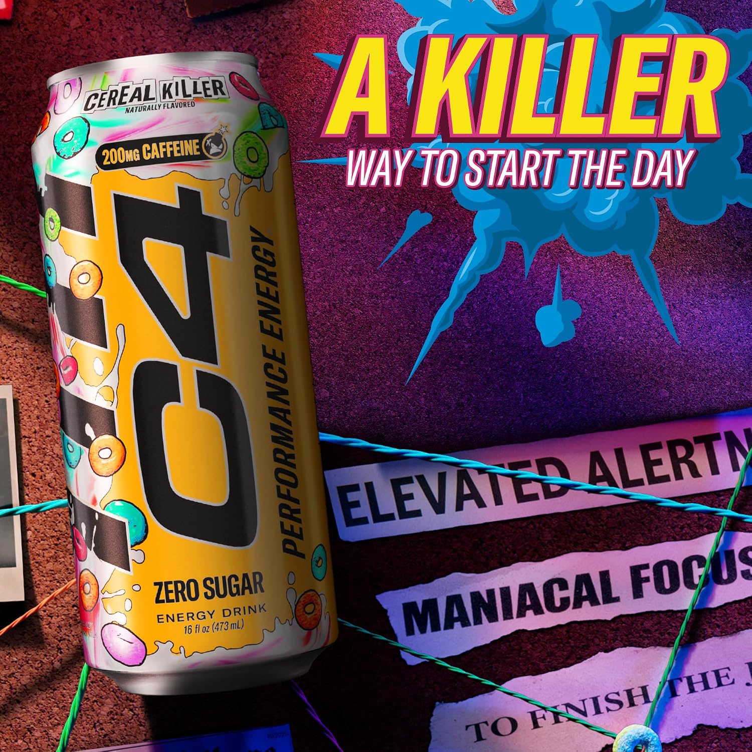 C4 Performance Energy Drink with Zero Sugar, 200mg Caffeine, 16 Fl Oz 12pk