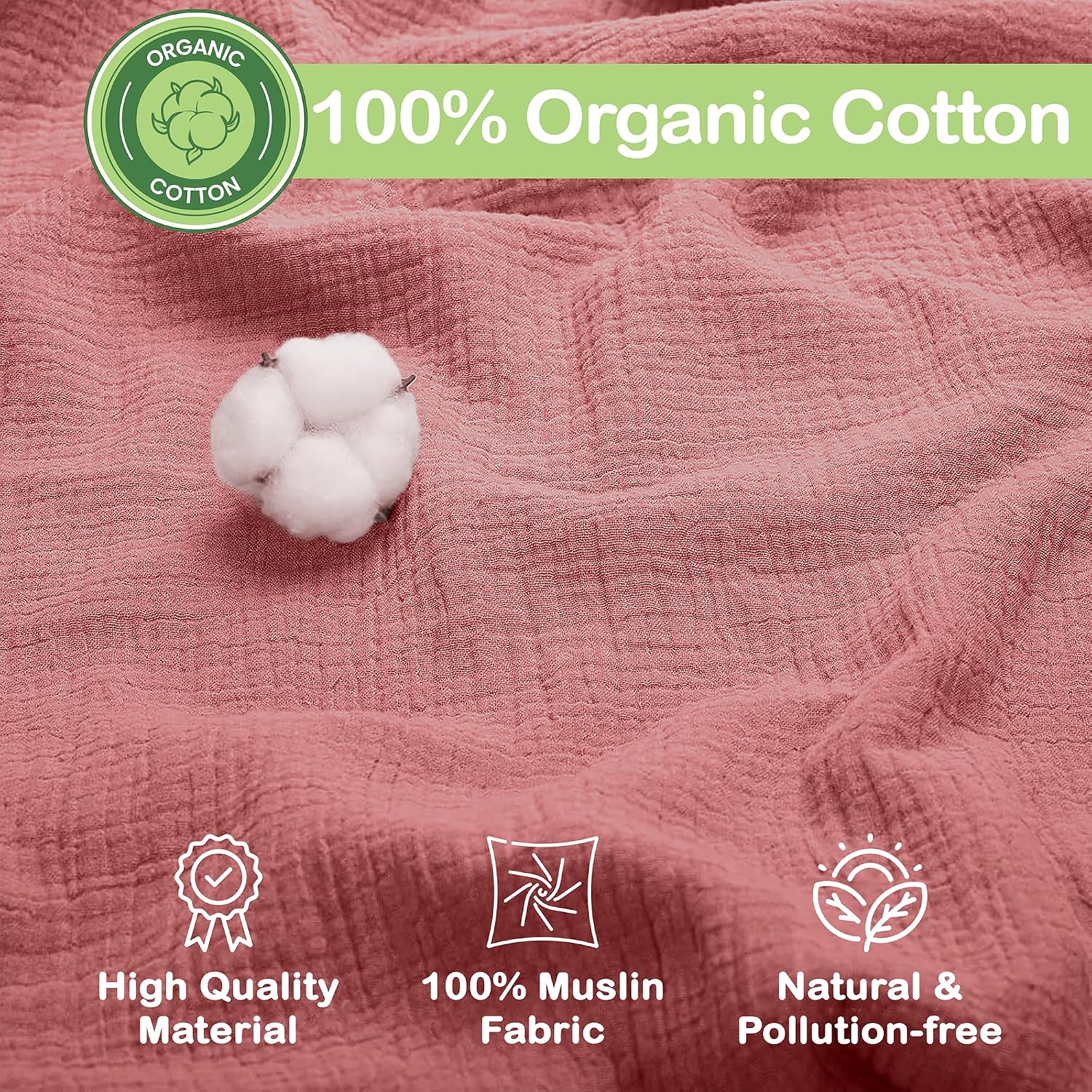 100% Organic Cotton 3 PK Baby Muslin Blanket Girl Gift 38x40 Inch