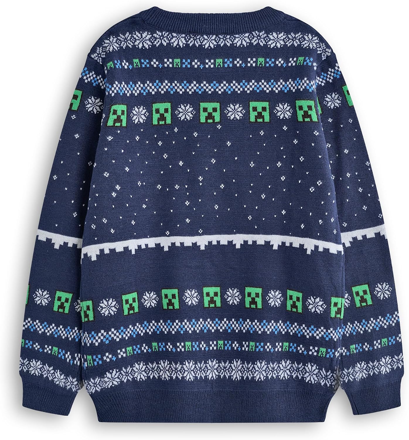 Minecraft Boys Christmas Jumper Style Options Kids Creeper & Snowmen Characters Knitted Sweater | Pattern Festive Jumper