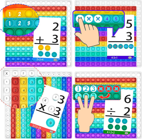 Math Games for Kids - Math Flash Cards - Interactive Practice Kit Pop It Practice with Addition, Subtraction, Multiplication & Division - Ideal for Learning and Skill Building - Ages 4-8