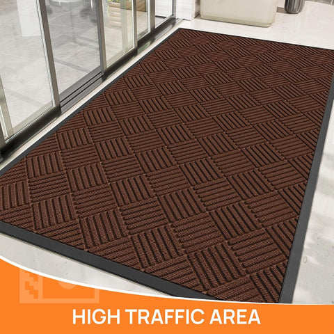 Indoor Outdoor Door Mat, 6' x 4' Doormat for Entryway, Brown