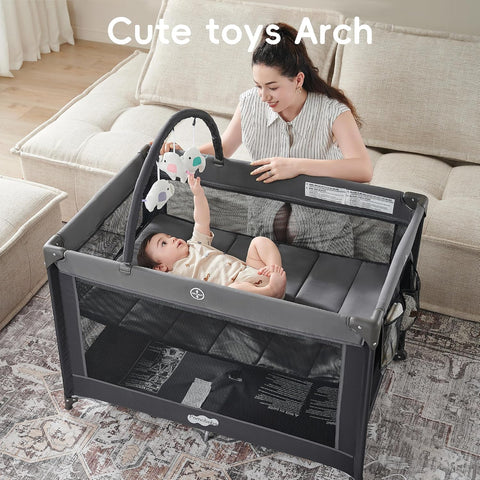 Pamo Babe Foldable Portable Baby Playard Crib for Toddlers