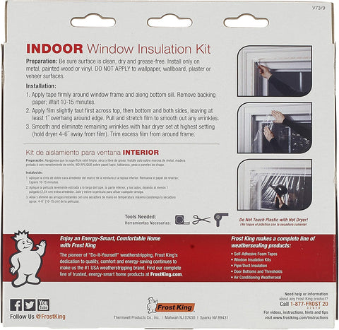 Frost King V73/9H Indoor Shrink Window Kit 42 62-Inch, Clear, 9-Pack