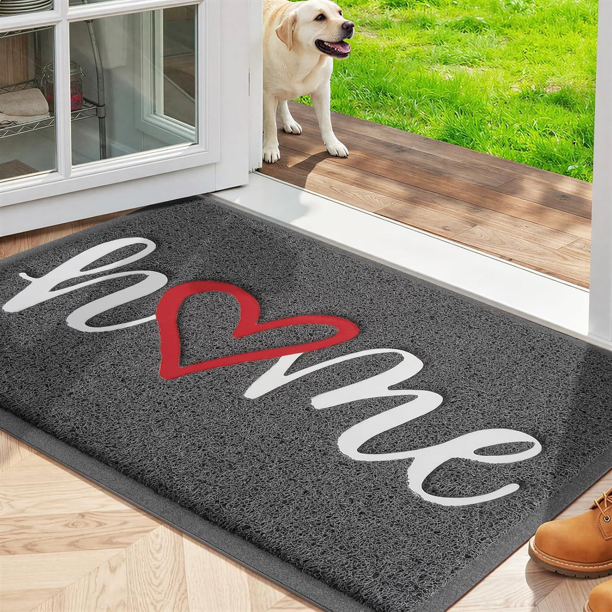 StepLively Door Mat Indoor Outdoor Welcome Mat for Entrance, 30x17.5in Grey
