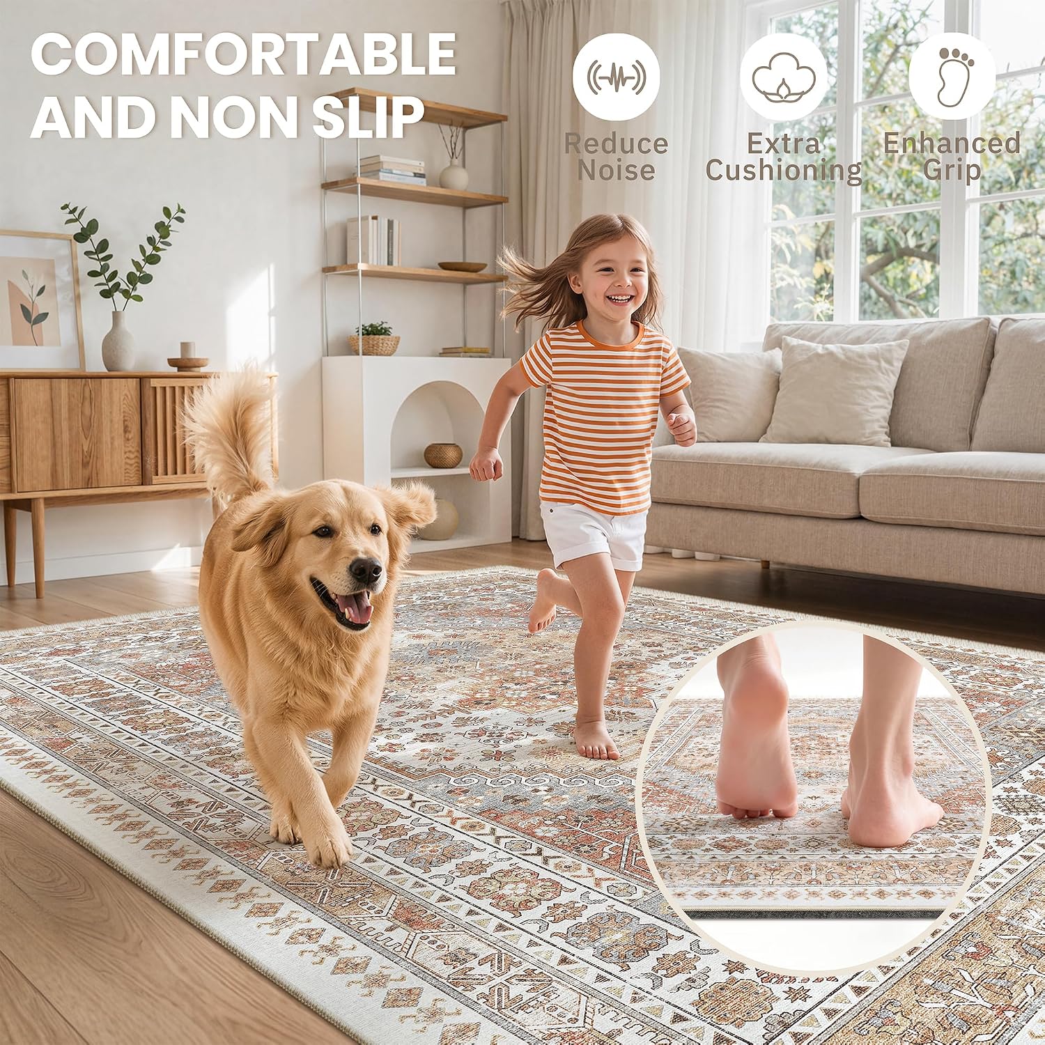 zesthome Protective Cushioned Rug Pad 8x10-1/4 Thick, Non Slip Rug Pads with Felt and Rubber Backing, Carpet Liner for Hardwood Floors and Finishes, Carpet Gripper Keep Rugs Safe(8'x10', Black)
