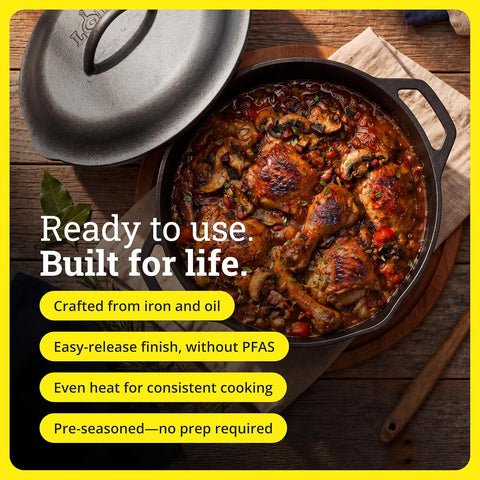 Lodge Cast Iron Dutch Oven with Loop Handle, Oven-Safe, 7 Quart