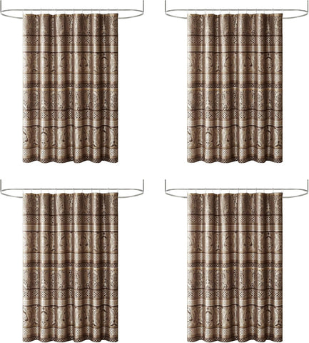 Madison Park Geometric Jacquard Fabric Shower Curtain, 72"x72", Red