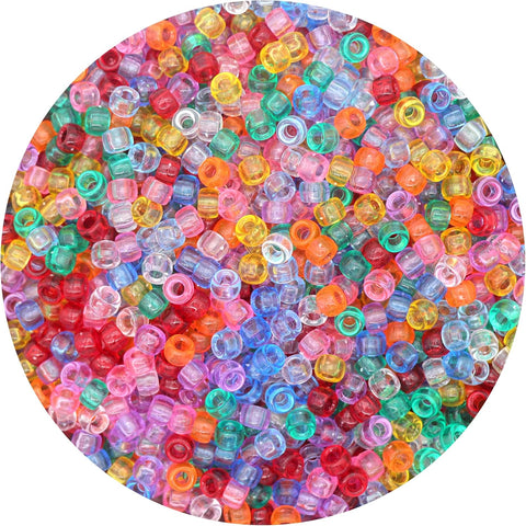 Transparent Clear Pony Beads for Friendship Bracelets for Jewelry Making 1000 Pcs Plastic Colourful Beads for 6x9mm for DIY Bracelet Necklace Party Decoration Supplies