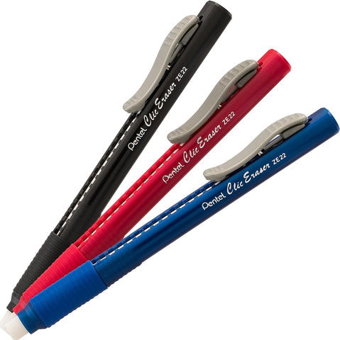 Pentel Clic Retractable Eraser with Grip, 3 count (Pack of 864)