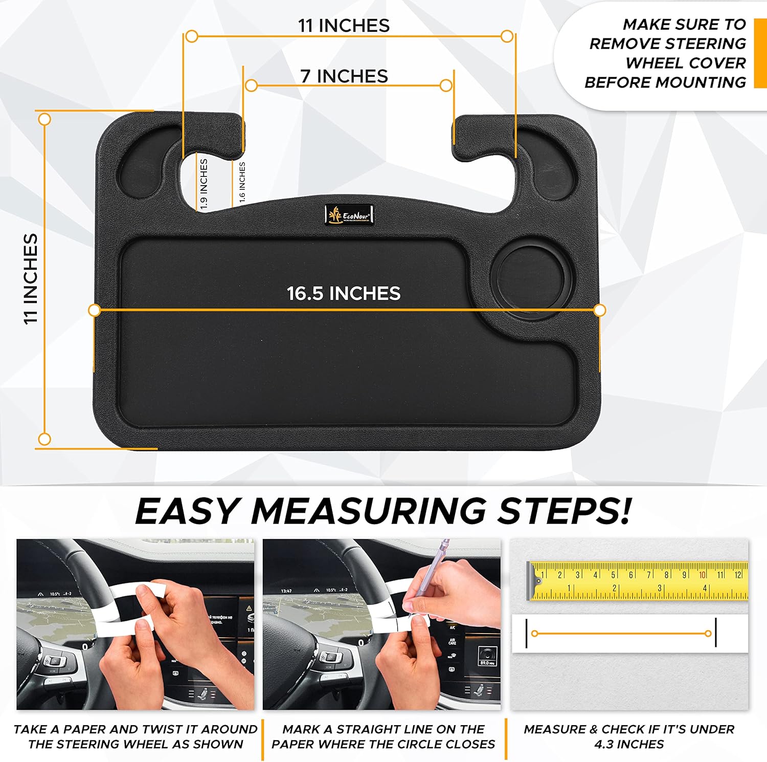 EcoNour 2 in 1 Car Steering Wheel Tray | Car Tray for Laptop