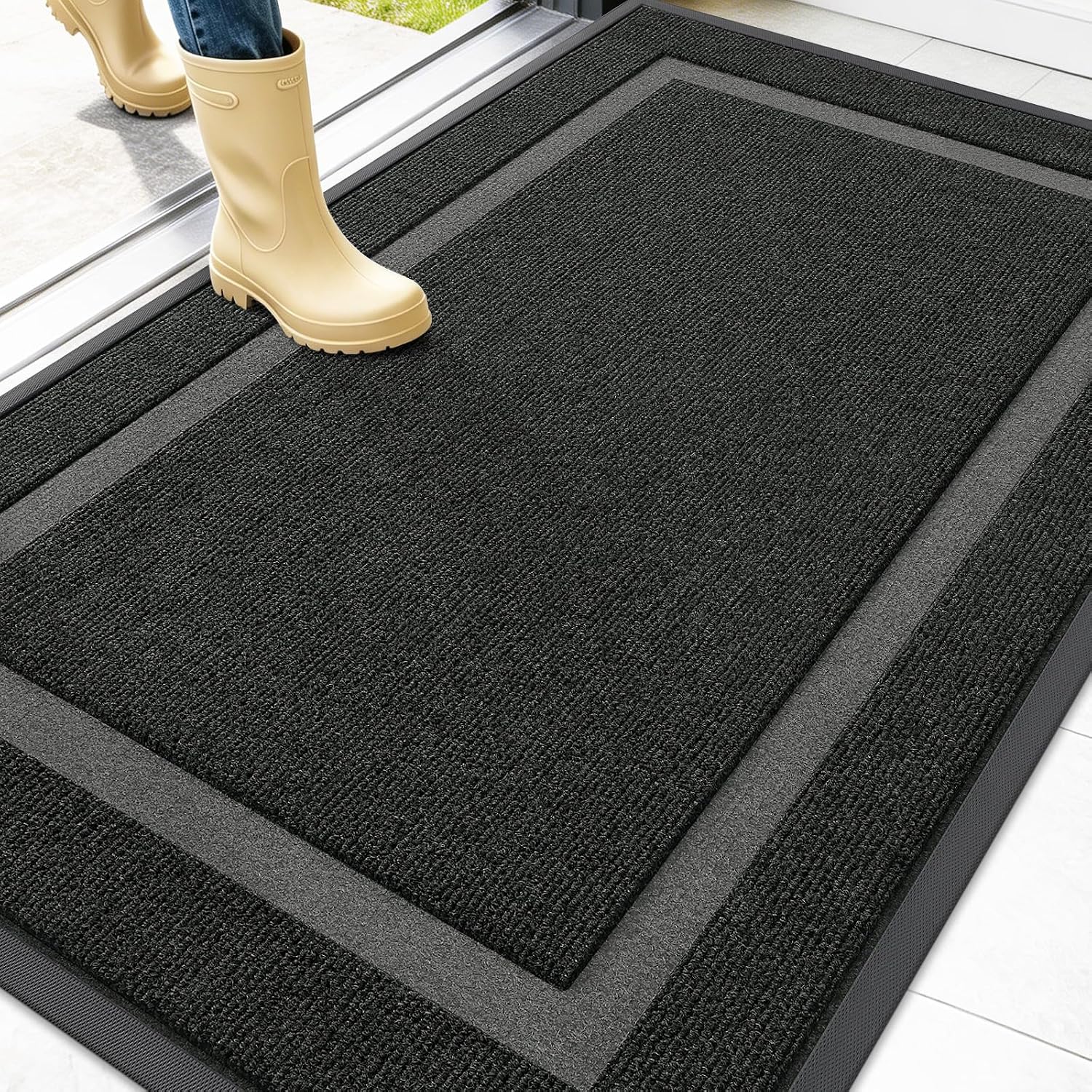 OLANLY Front Door Mat Outside 47x32, All-Season Heavy-Duty Rubber Doormat
