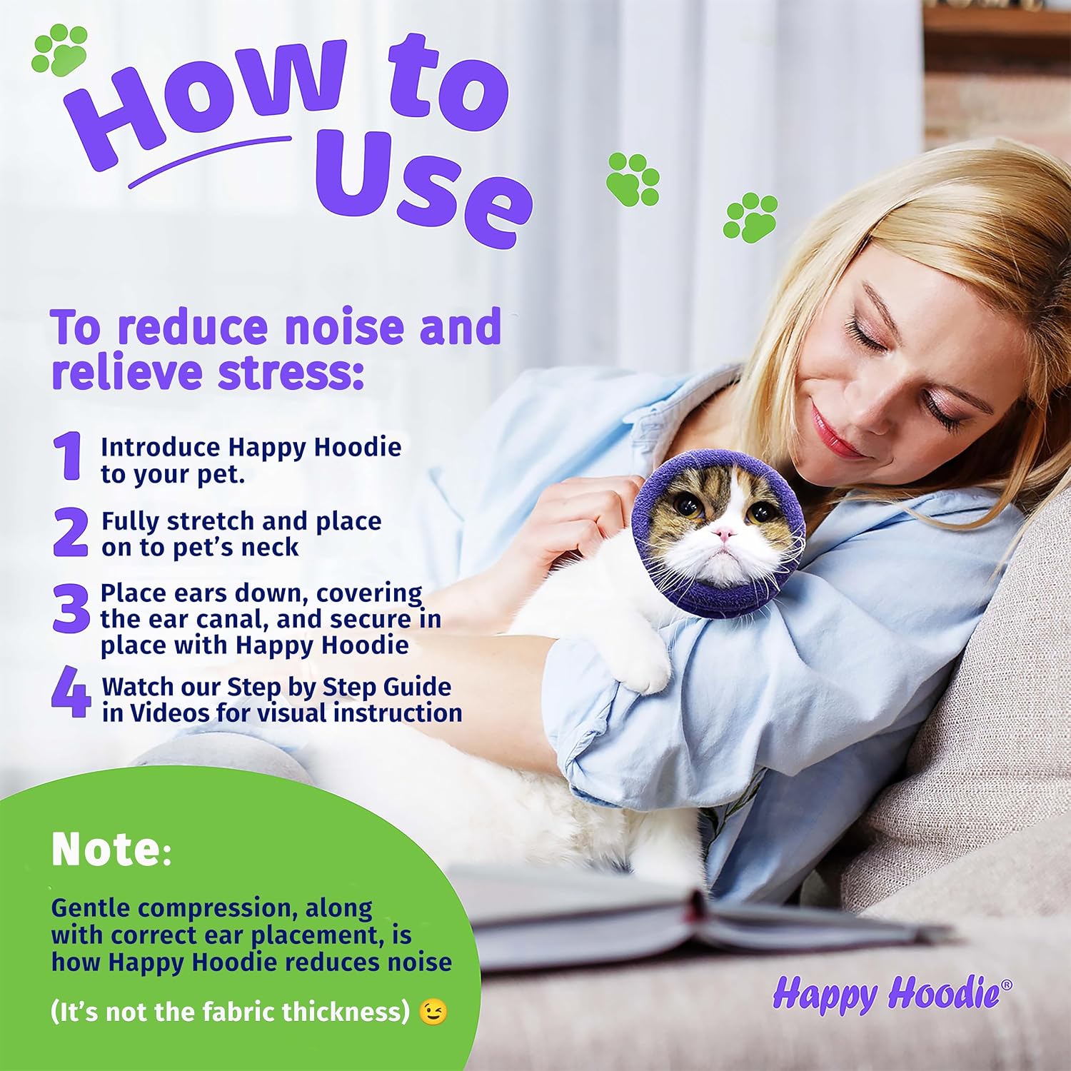 Happy Hoodie The Original Dog & Cat Calming Band for Noise & Anxiety Relief
