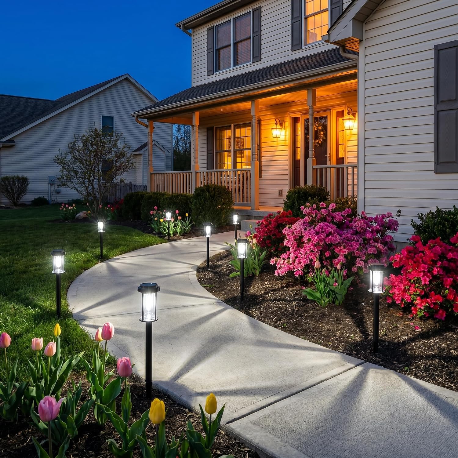 DERAYSION Solar Lights Outdoor Pathway, 8 Pack LED Solar Garden Lights