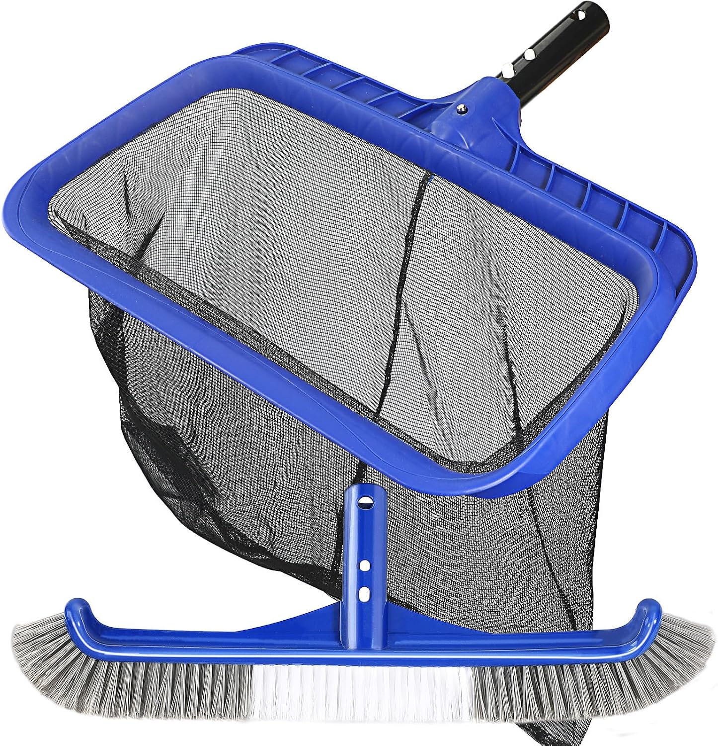 Pool Brush Head & Fine Mesh Pool Skimmer Kit，17" Pool Brushes for Cleaning Pool Wall， Reinforced Frame Pool Net Leaf Skimmer Cleaning Tool with Deep Fine Nylon Mesh Net Bag for Fast Cleaning