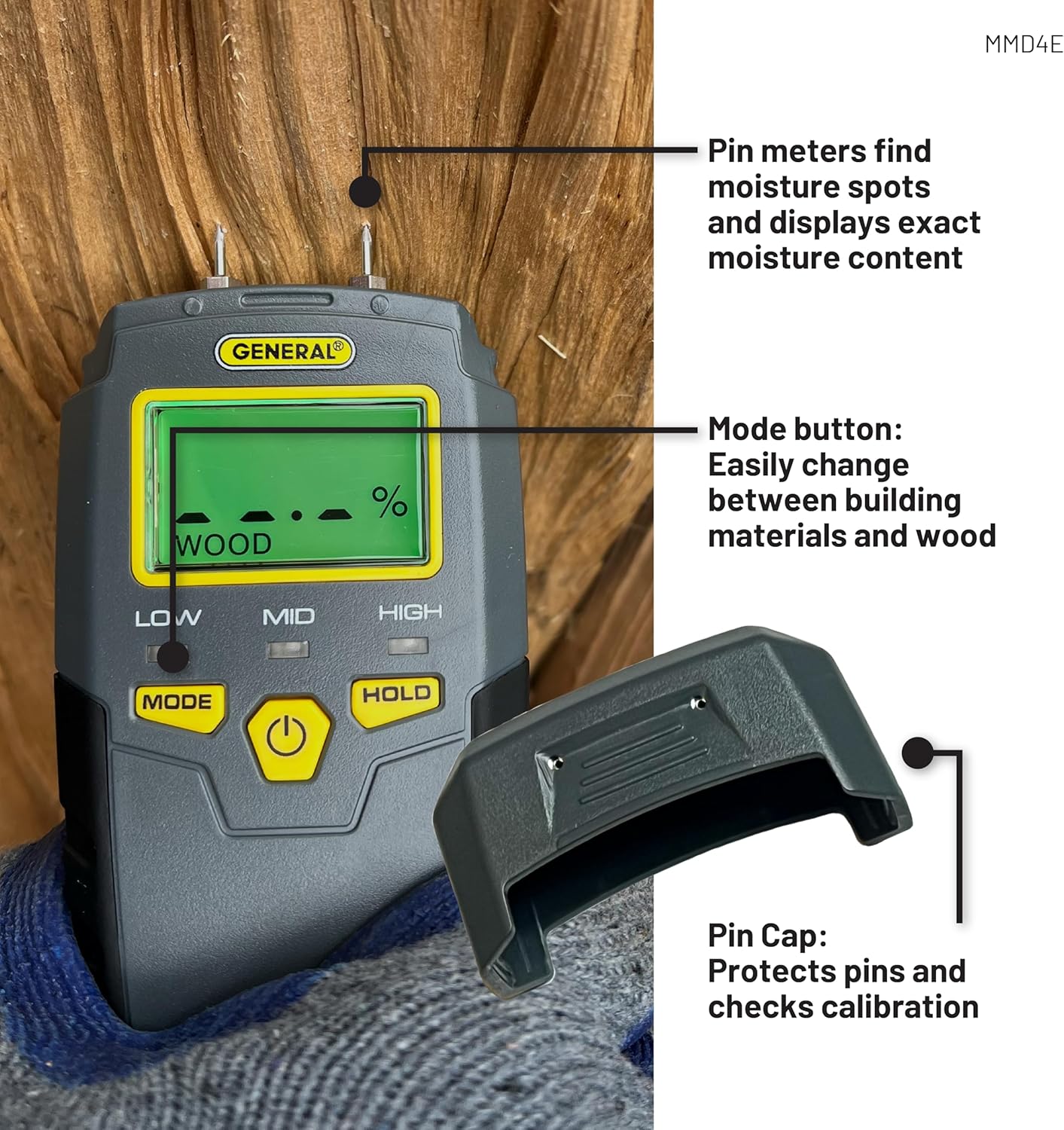 General Tools MMD4E Moisture Meter for Wood, Walls & Water Leak Detection