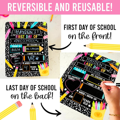 My First Day of School Board with Marker, 11"x 14" Back to School Board