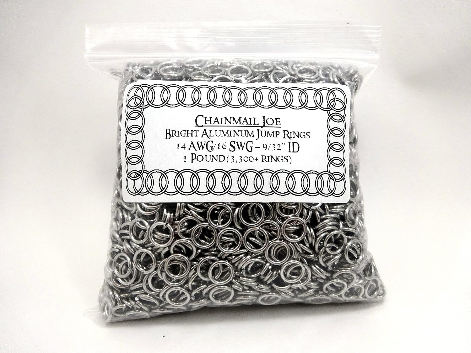 1 Pound Bright Aluminum Chainmail Jump Rings 16G 9/32" ID (3300+ Rings)