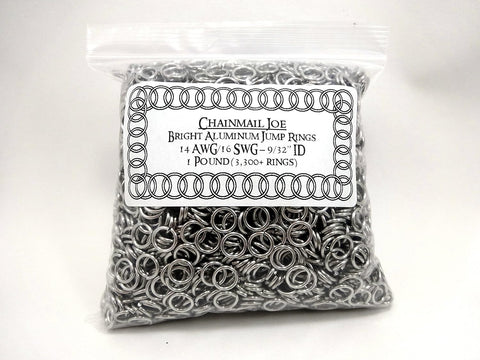 1 Pound Bright Aluminum Chainmail Jump Rings 16G 9/32" ID (3300+ Rings)