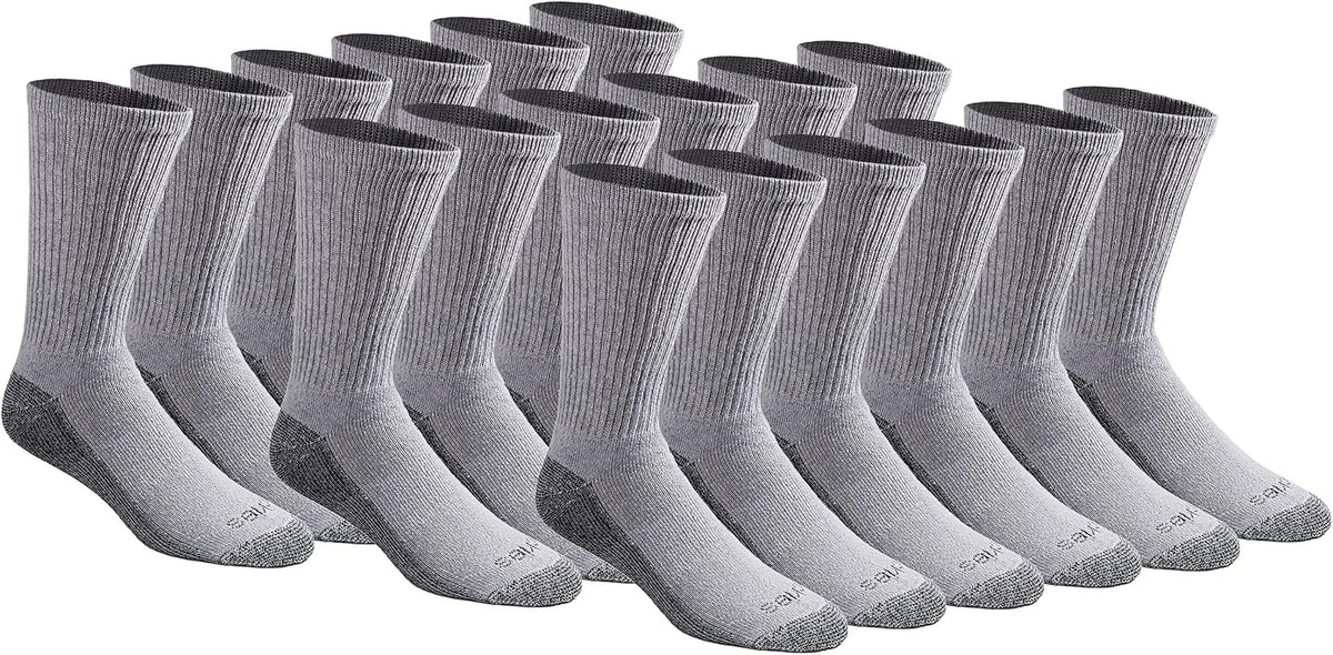 Dickies Men's Dri-tech Original Moisture Control Crew Socks, Available in M-xxl (6, 12, 18 Pairs)