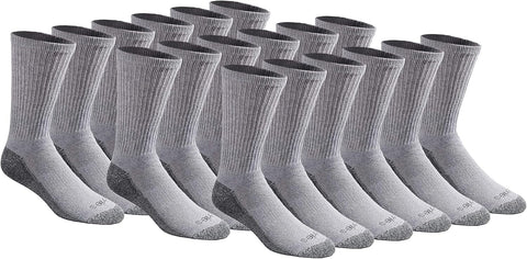 Dickies Men's Dri-tech Original Moisture Control Crew Socks, Available in M-xxl (6, 12, 18 Pairs)
