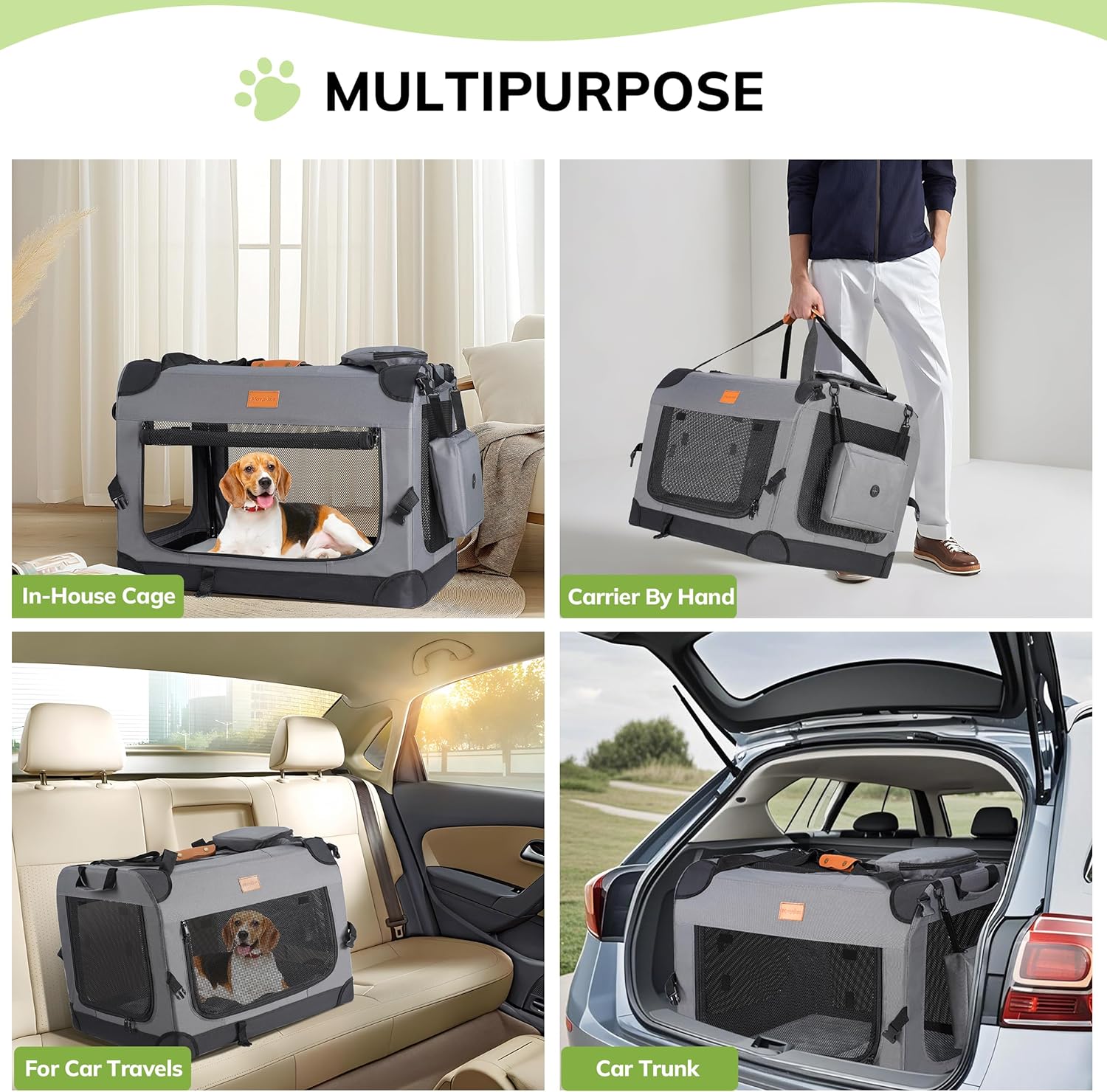 Morpilot 28-inch Portable Collapsible Dog Crate for Dogs up to 40lbs