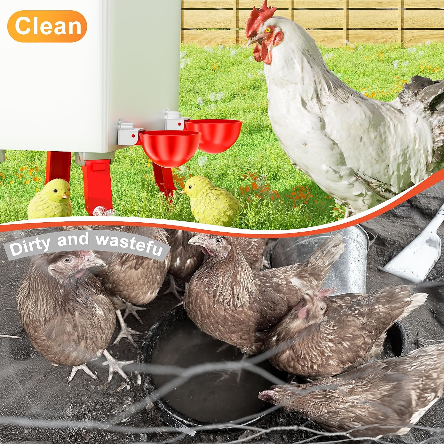 Chicken Waterer Cups, Automatic DIY Chicken Water Bowl 6 Pack