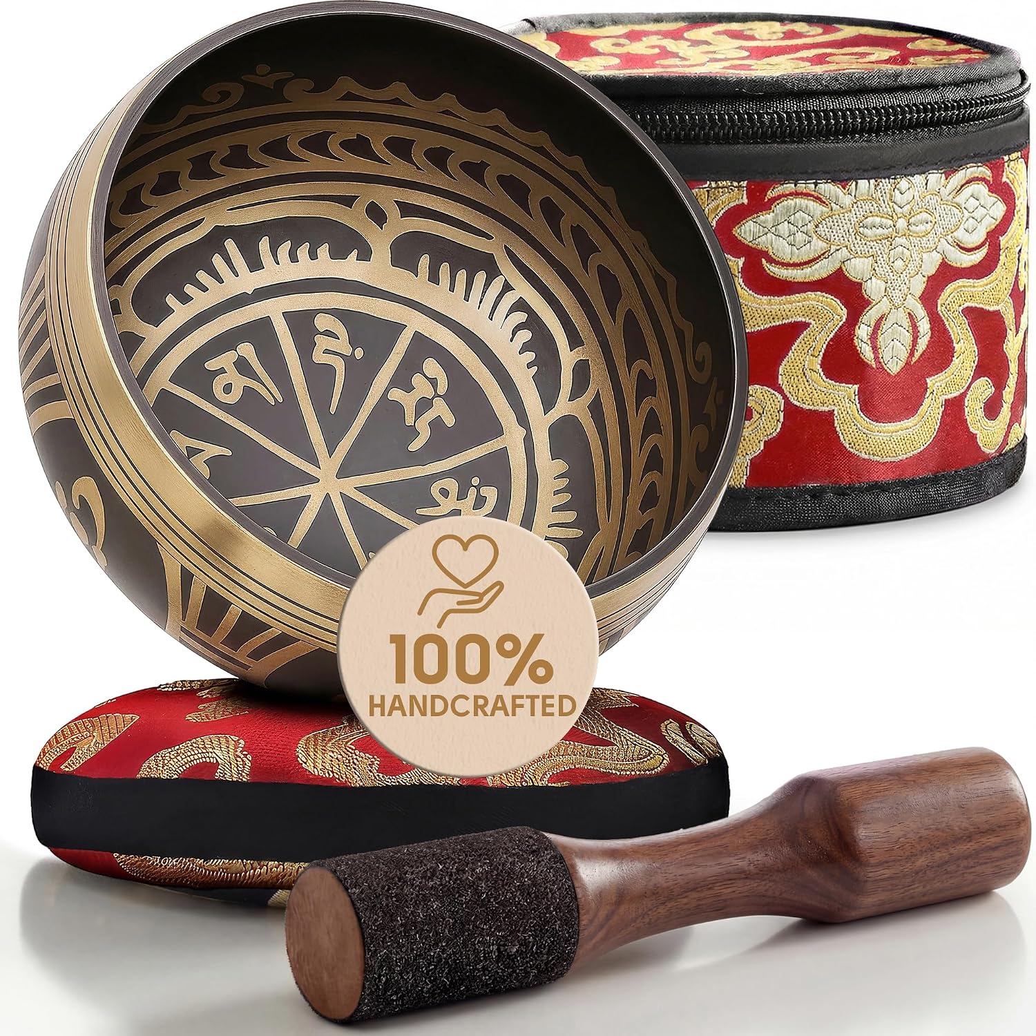 Silent Mind Tibetan Singing Bowl Set – Easy to Play & Beginner Friendly Meditation Bowl with Cushion, Mallet & Case | Stress Relief & Mindfulness | Gift-Ready
