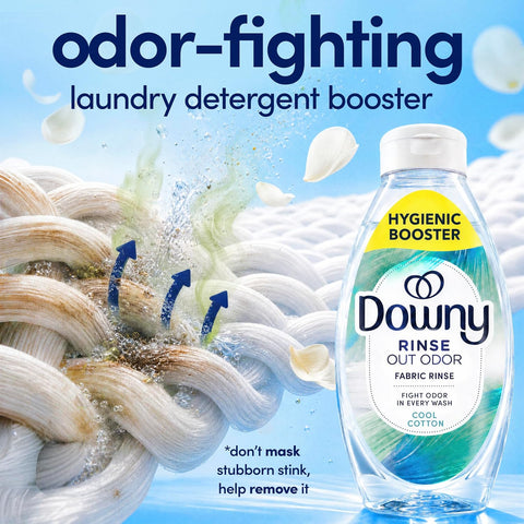 Downy Rinse Laundry Odor Remover, Cool Cotton Scent, 48 fl oz, Fabric Softener And Laundry Odor Removal Rinse, Fights Odors At The Source, HE Compatible