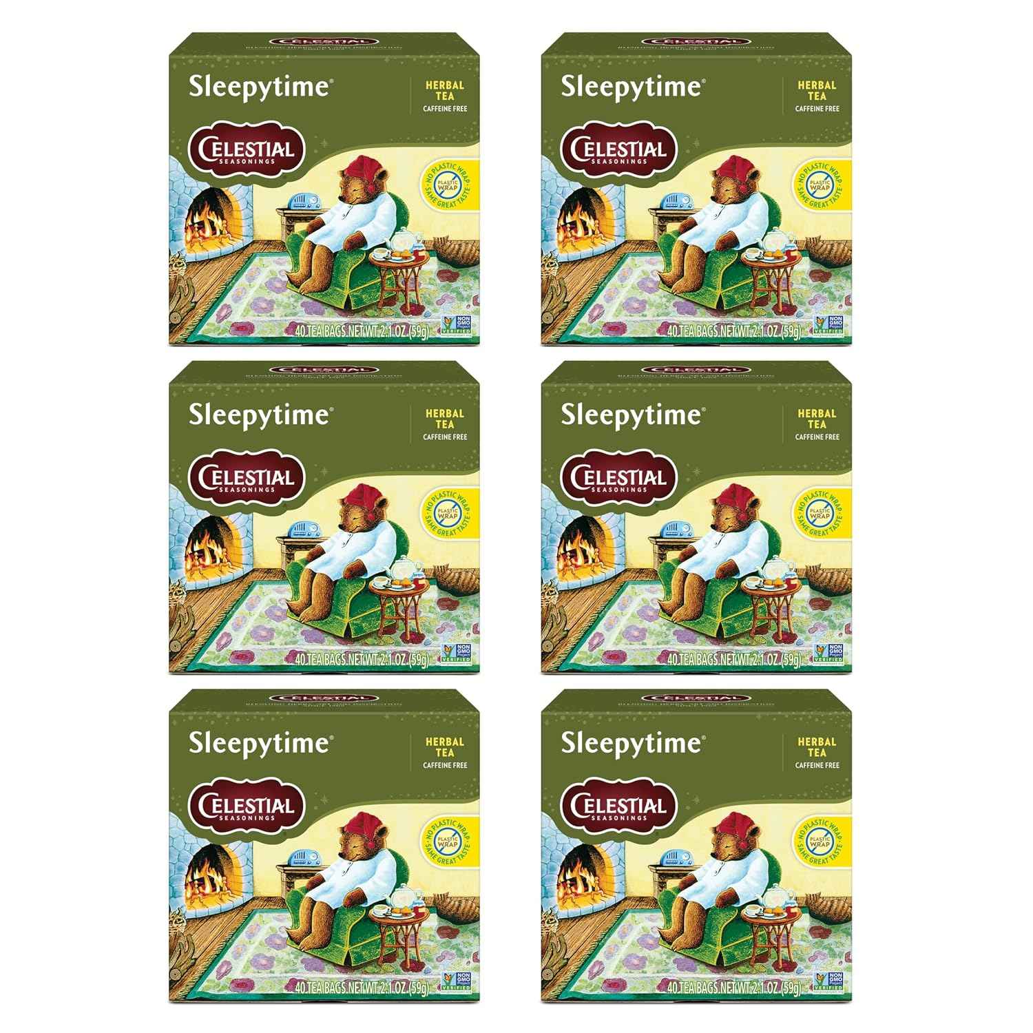 Celestial Seasonings Sleepytime Herbal Tea, Caffeine Free, 40 Tea Bags Box (Pack of 6)