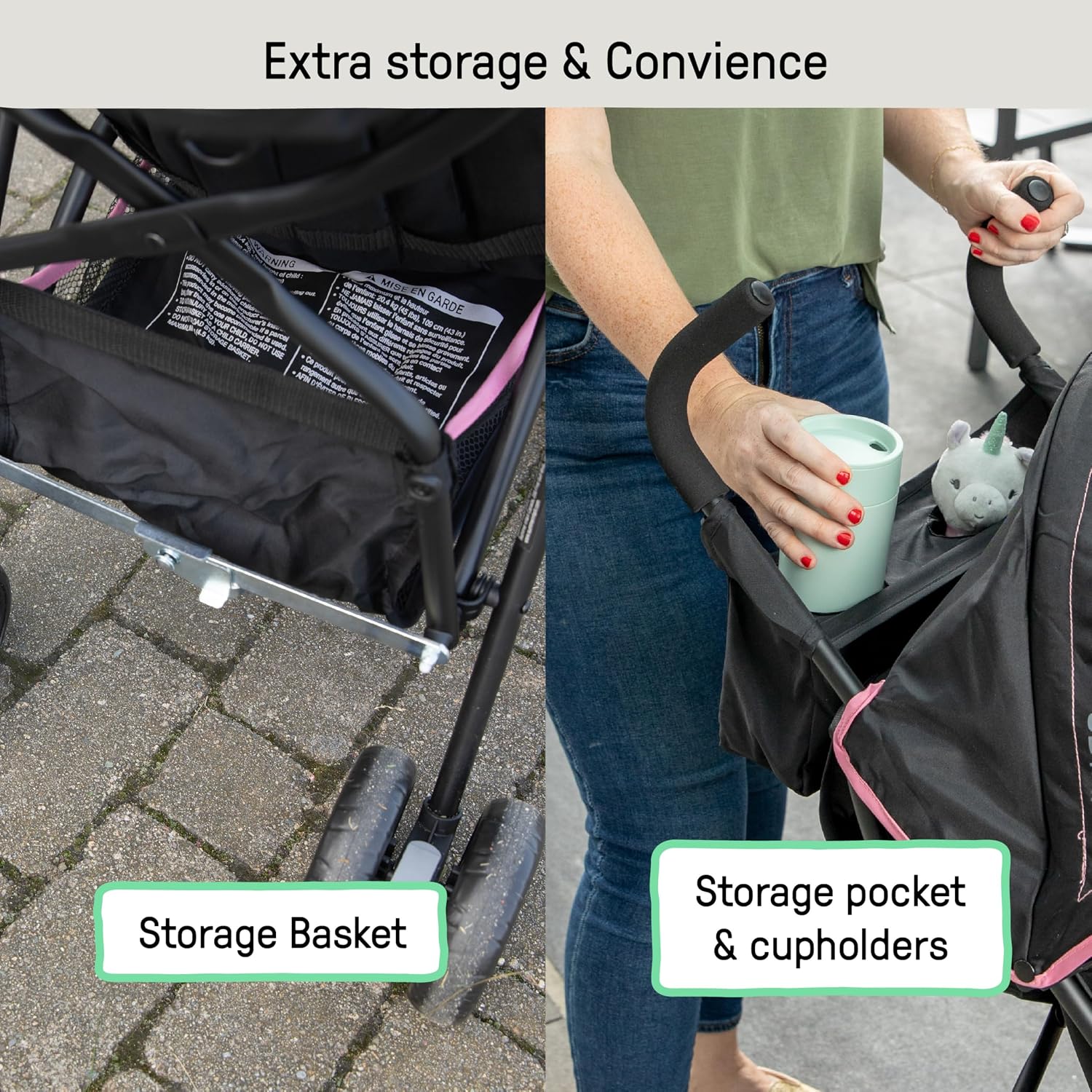 Ingenuity 3D Mini Convenience Stroller – Lightweight Stroller with Compact Fold, Multi-Position Recline, Canopy with Pop Out Sun Visor and More – Umbrella Stroller for Travel, Pink