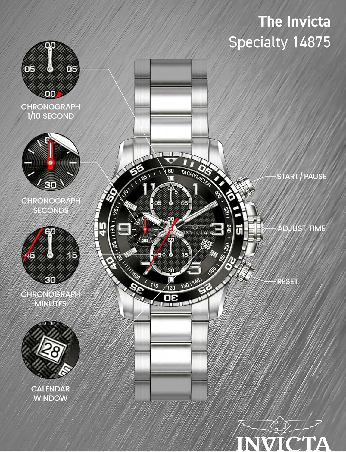 Invicta Specialty Stainless Steel Men's Quartz Watch - 45mm