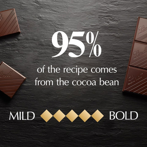Lindt EXCELLENCE 95% Cocoa Dark Chocolate Candy Bar, 2.8 oz., 12 Pack