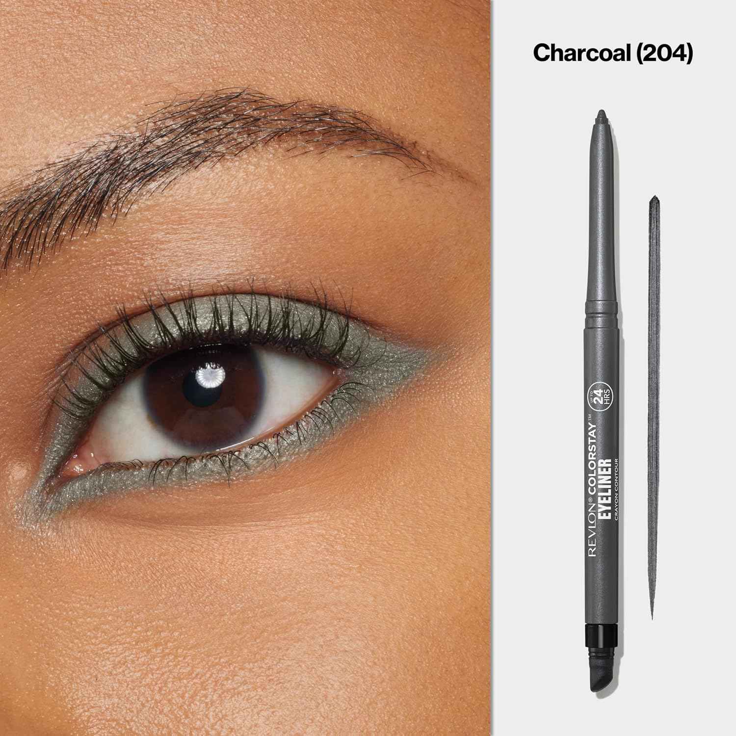 REVLON ColorStay Pencil Waterproof Eyeliner, 204 Charcoal, 0.01 oz