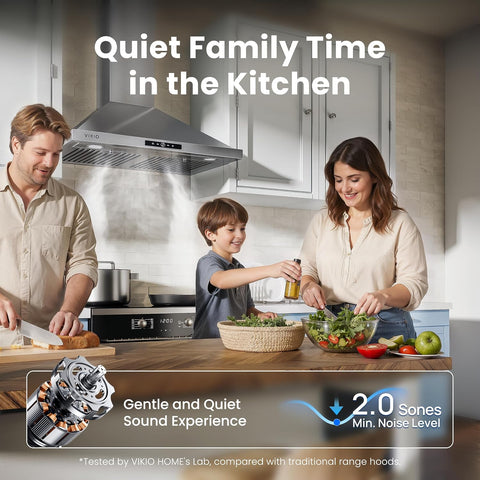 VIKIO HOME 30 Inch Wall Mount Range Hood 580CFM Low Noise Touch Control