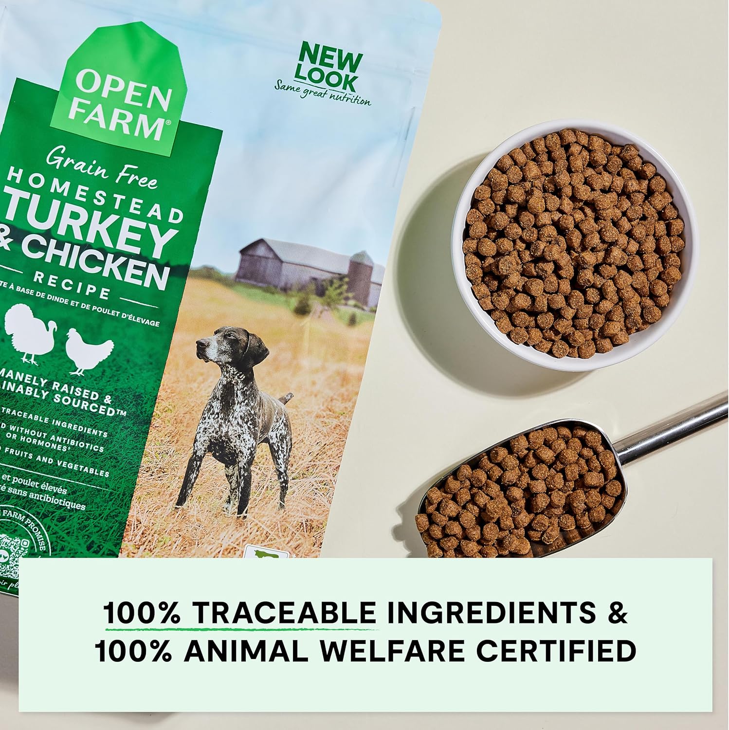 Open Farm Grain Free Dry Dog Food, Turkey and Chicken Kibble, 22lb Bag
