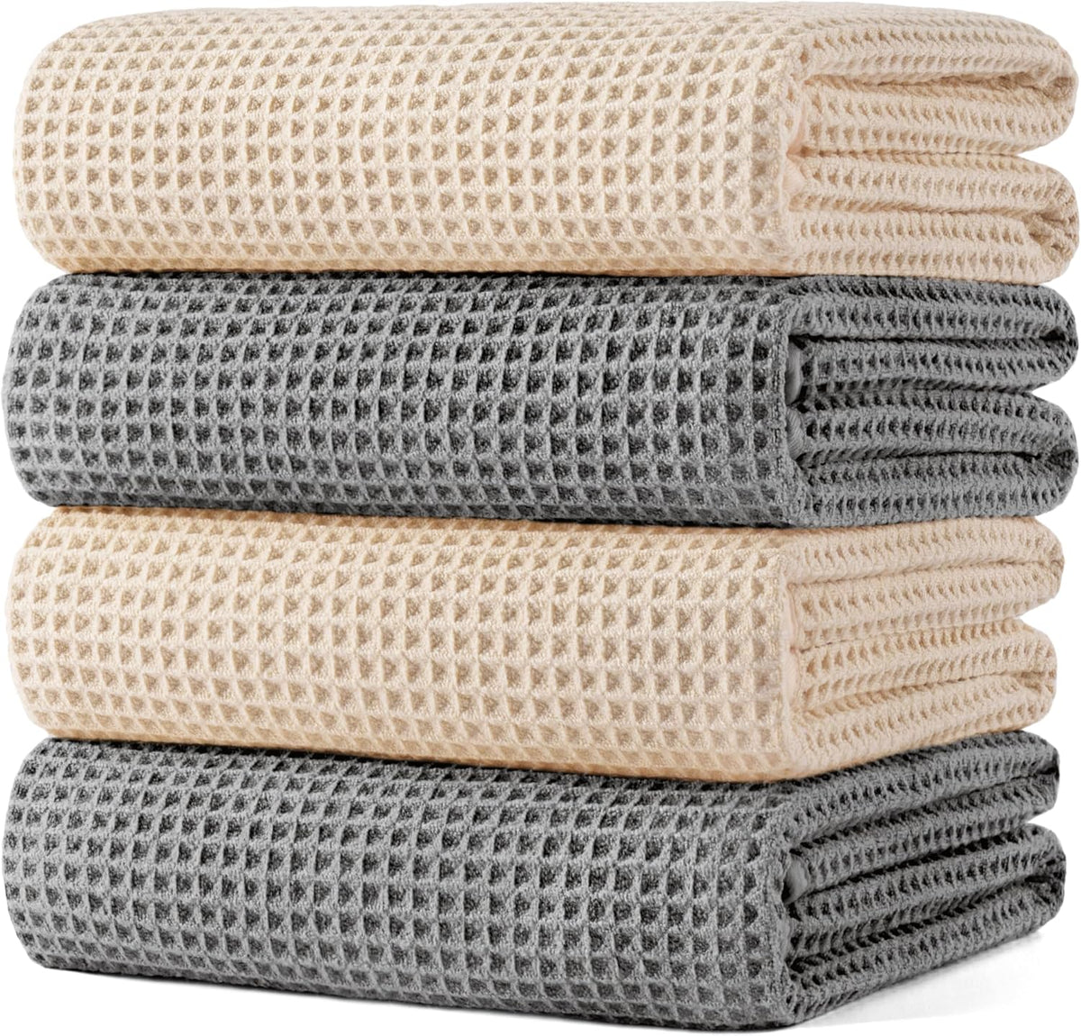 POLYTE 430 GSM Poly Blend Microfiber Quick Dry Waffle Bath Towel, 30x60 in