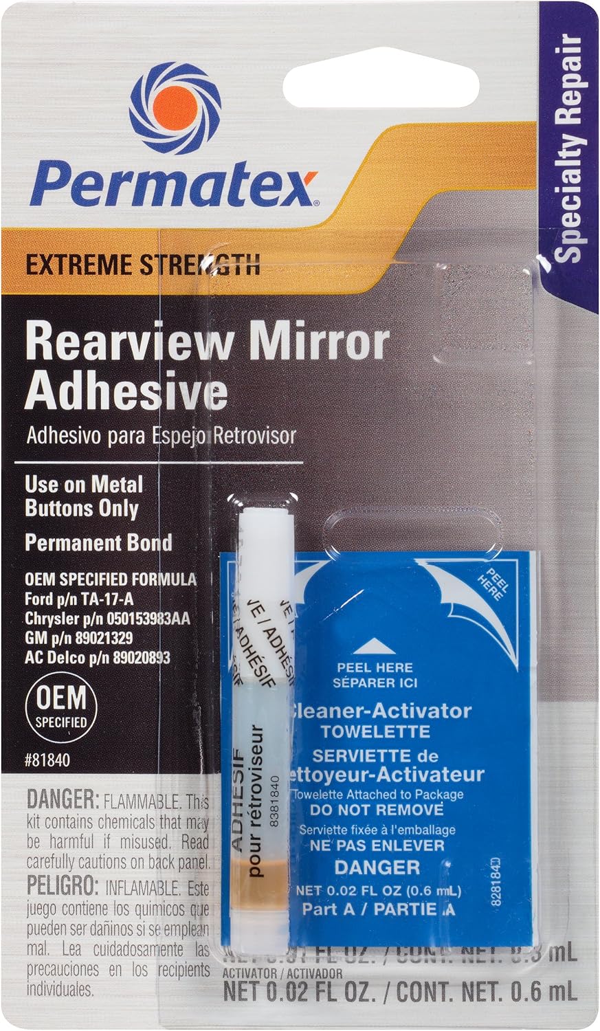 Permatex 81840-12PK Extreme Professional Strength Rearview Mirror Adhesive Kit, (Pack of 12)