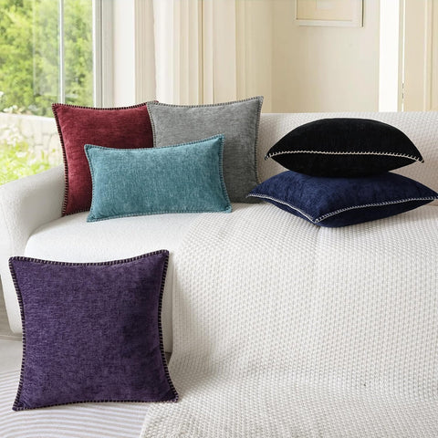 CaliTime Decorative Couch Throw Pillow Covers 18 X 18 Inches Burgundy