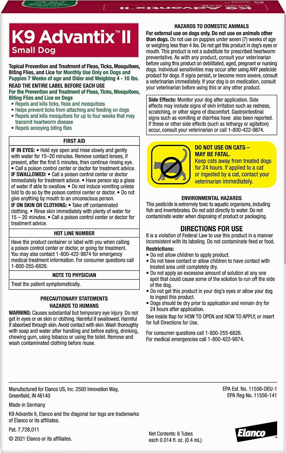 K9 Advantix II Flea & Tick Topical for Small Dogs 4–10 lbs., 6ct