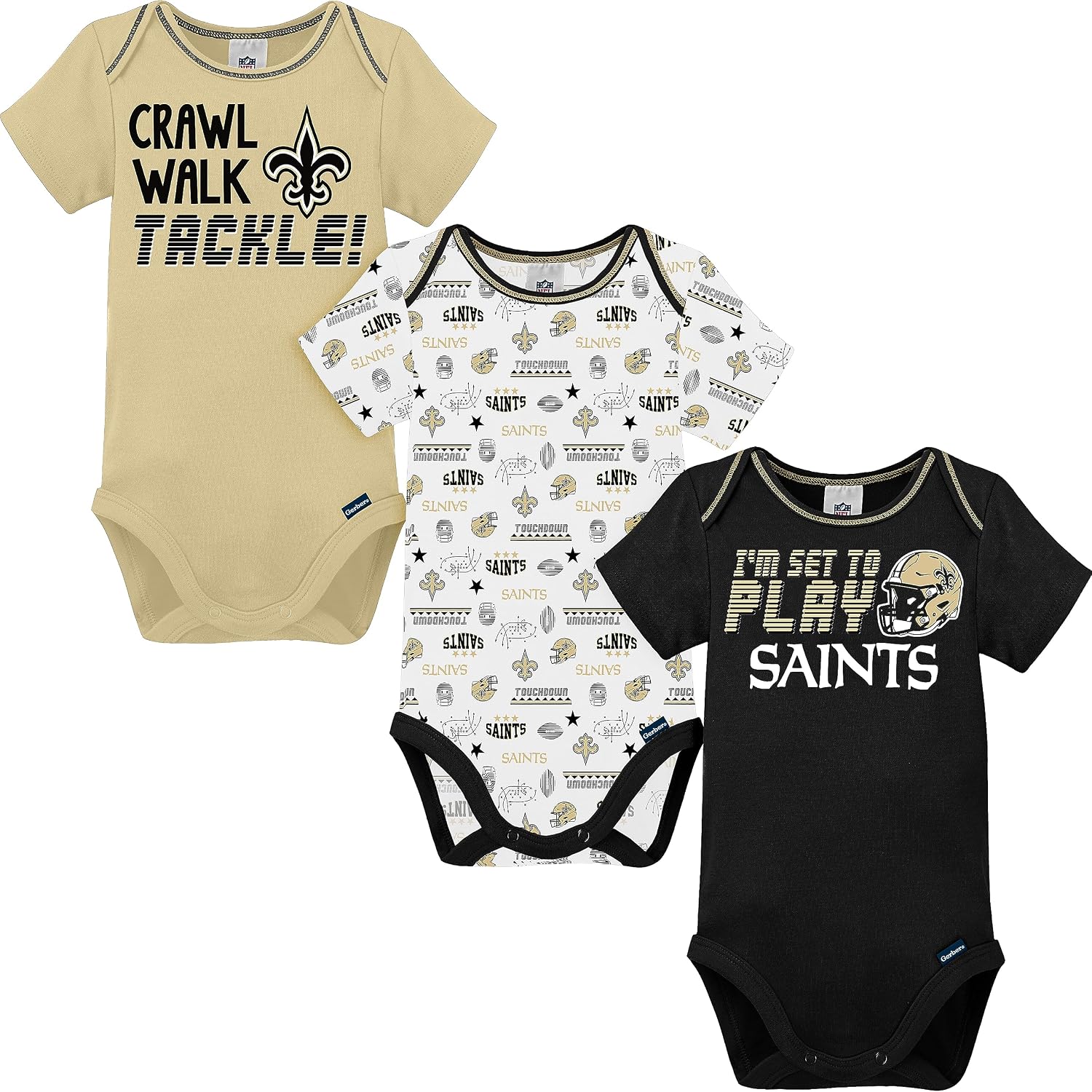 Gerber NFL Baby 3-Pack Short Sleeve Onesie Bodysuit