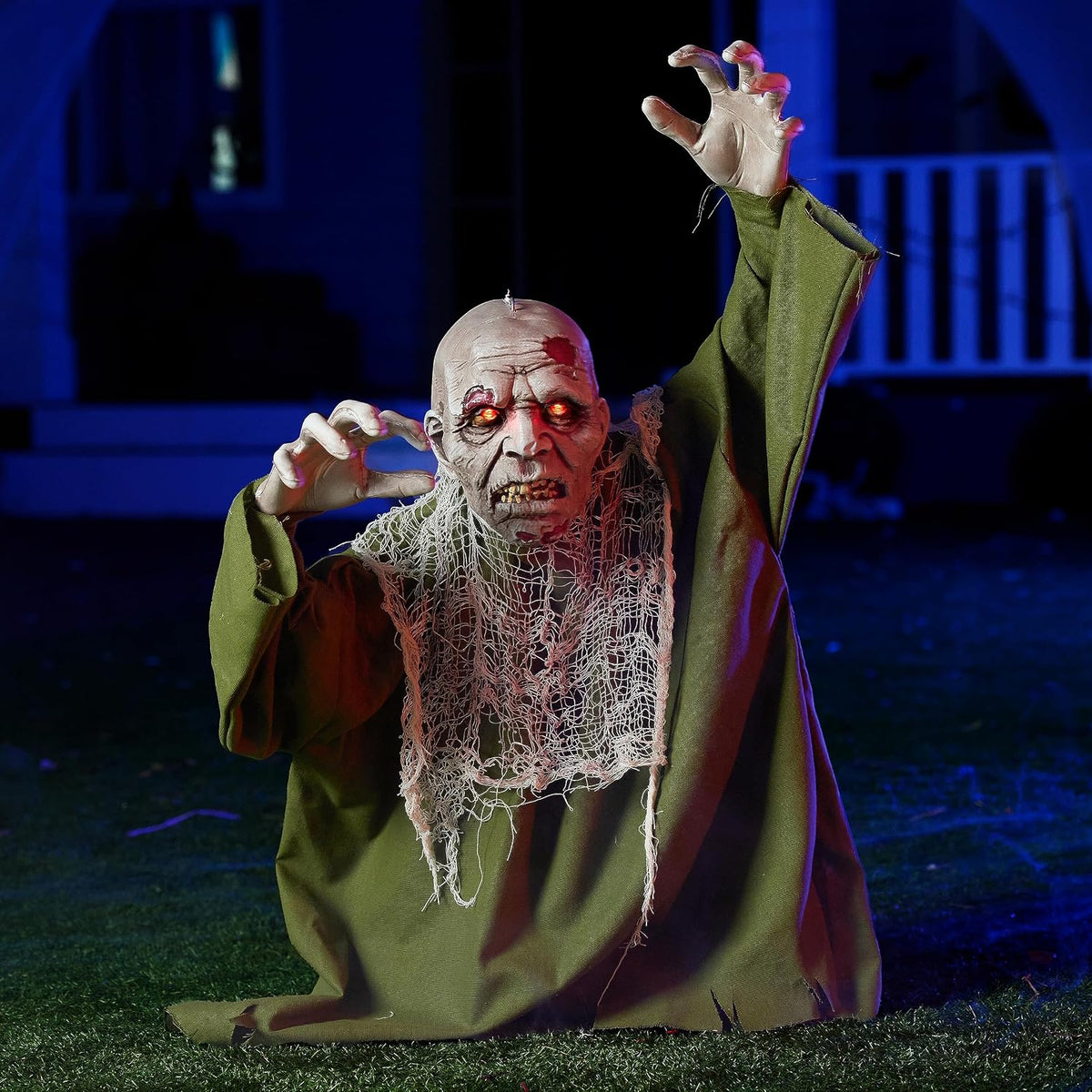 JOYIN Halloween Animated Zombie Groundbreaker Outdoor Decor with Light Up Eyes Creepy Animatronic Decorations with Movable Arms for Halloween Party Prop and Lawn Patio Yard Outside Decorations
