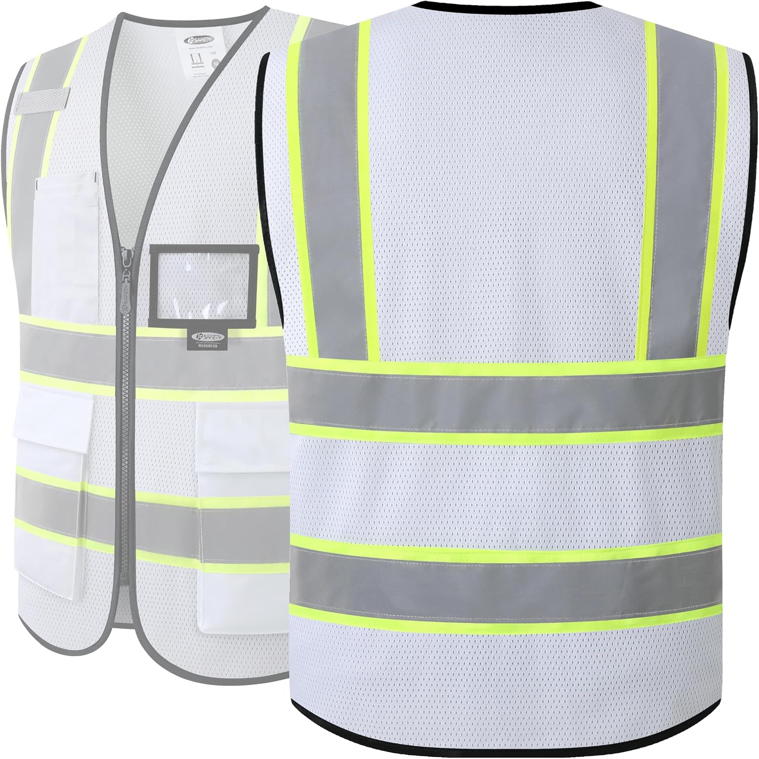 JKSafety Safety Vest for men women Hi Vis Vest with Pockets and Zipper High Visibility Reflective Vests BX320
